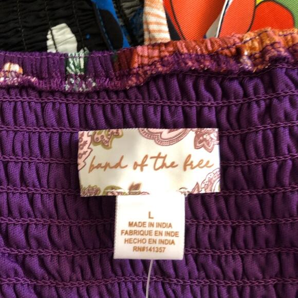 Band of the Free NWT Floriane Purple Floral Print Balloon Sleeve Crop Top Large - Picture 8 of 16